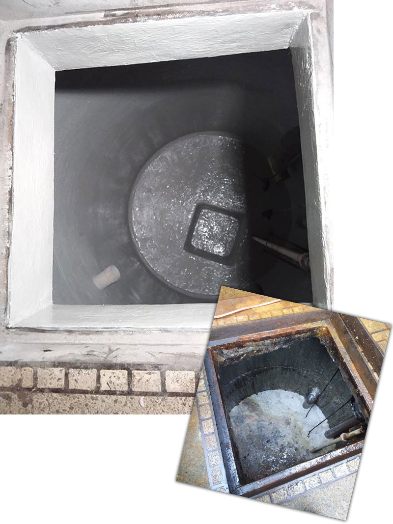 Pump station repair before and after
